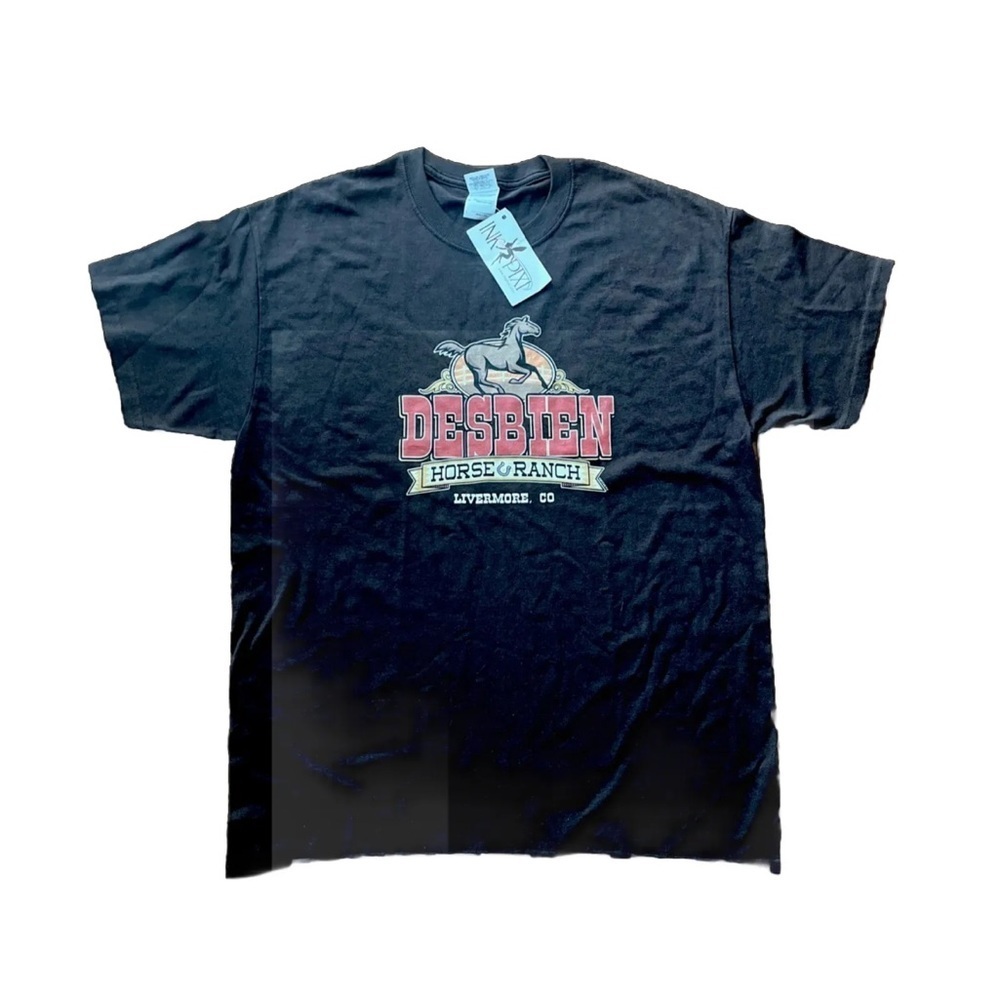 NWT gildan Ink Pixi Desbien Horse Ranch T Shirt Brown Size L
